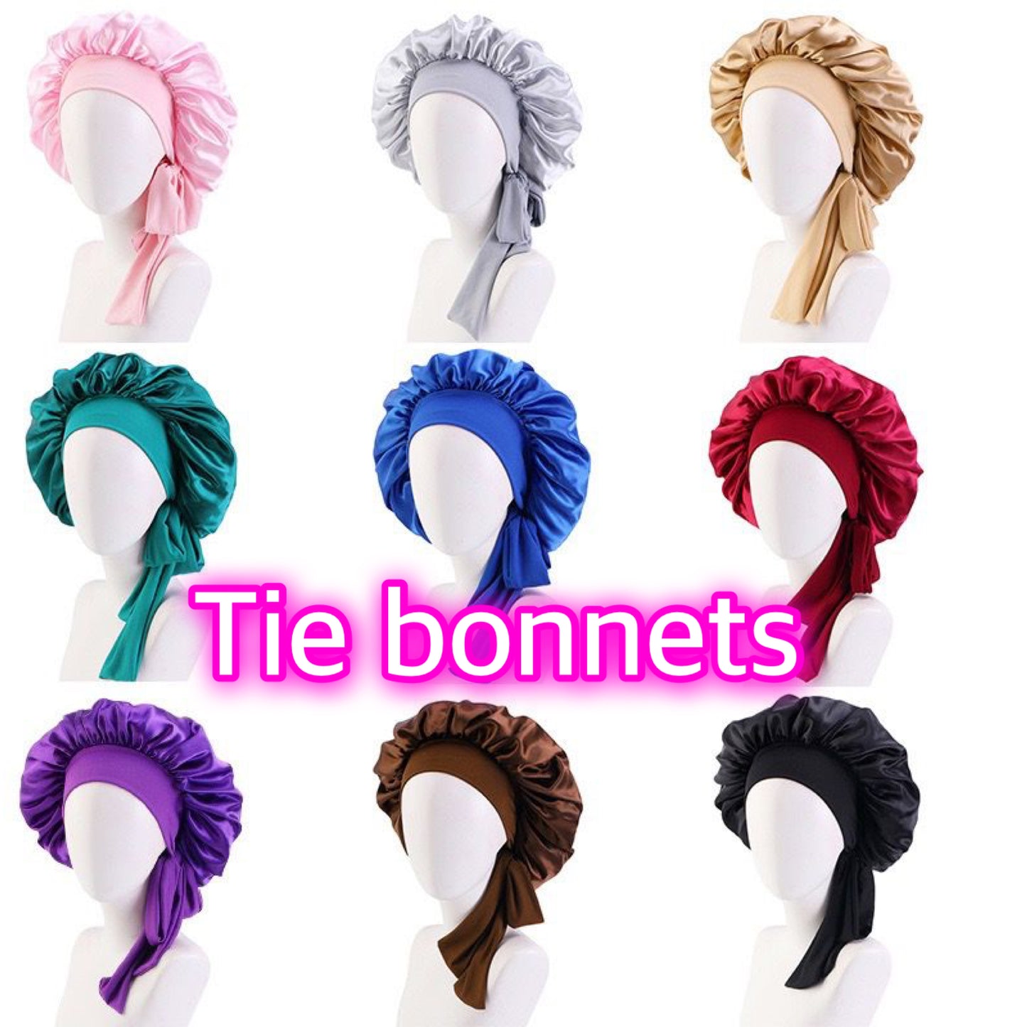 satin Hair bonnets - adult